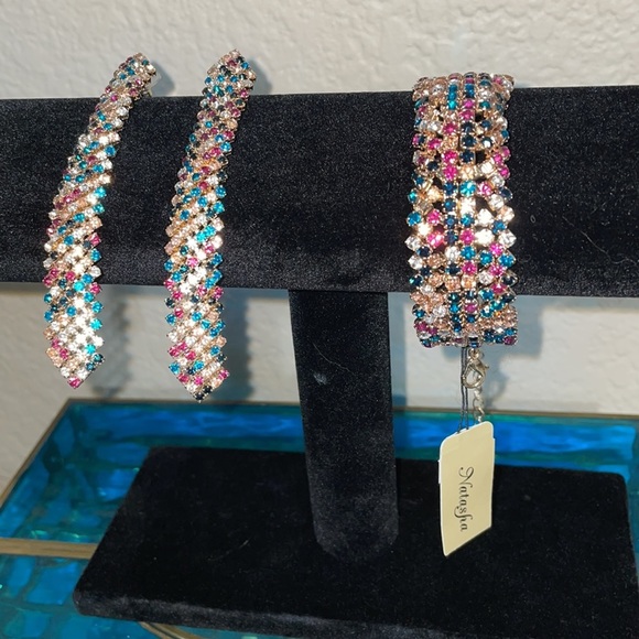 Natasha Couture Jewelry - Natasha Earrings Multi-Color Gem Rhinestones New